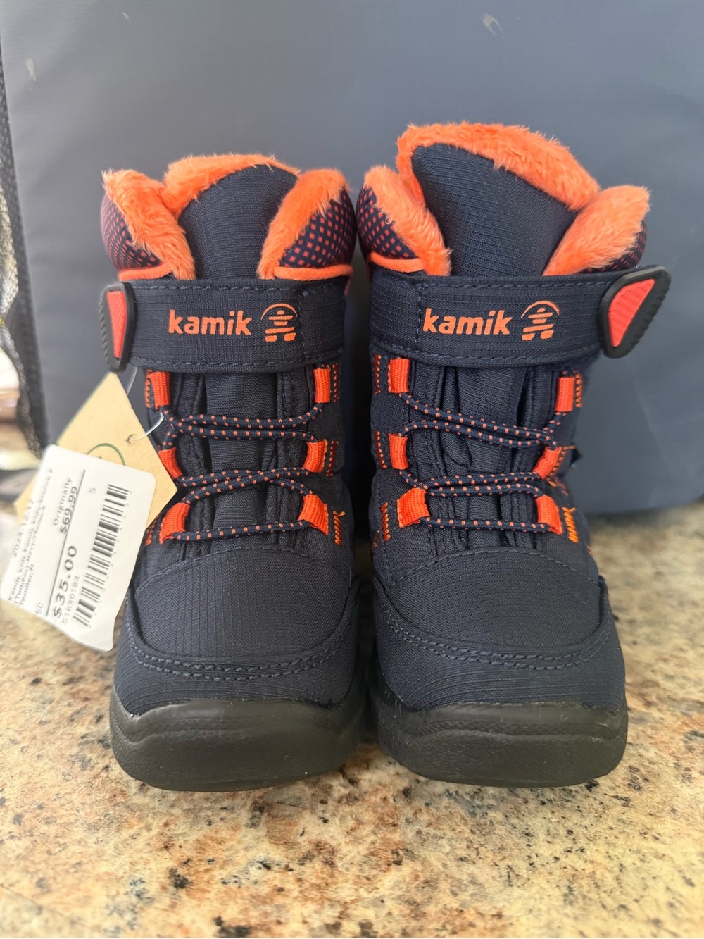 Kamik Kids Navy and Orange Waterproof Winter Boots